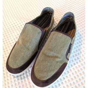 Muk Luks Bradley Slip On Shoes Mens 12 Olive Canvas Casual Comfort Shoes